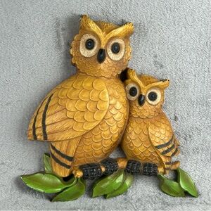 Vintage MCM 1975 HOMCO Horned Owls On Branches Hanging Wall Decor 7403 Kitschy